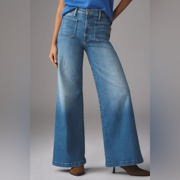 MOTHER Anthropologie The Hustler Roller Sneak Patch Pocket High-Rise Wide-Leg - Picture 2 of 12